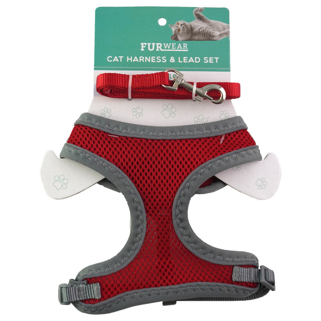 Furwear - Basic Cat Harness & Lead (Red)