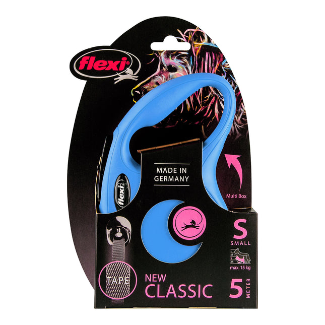 Flexi - New Classic Retractable Tape Lead for Small Dog Blue (5m)