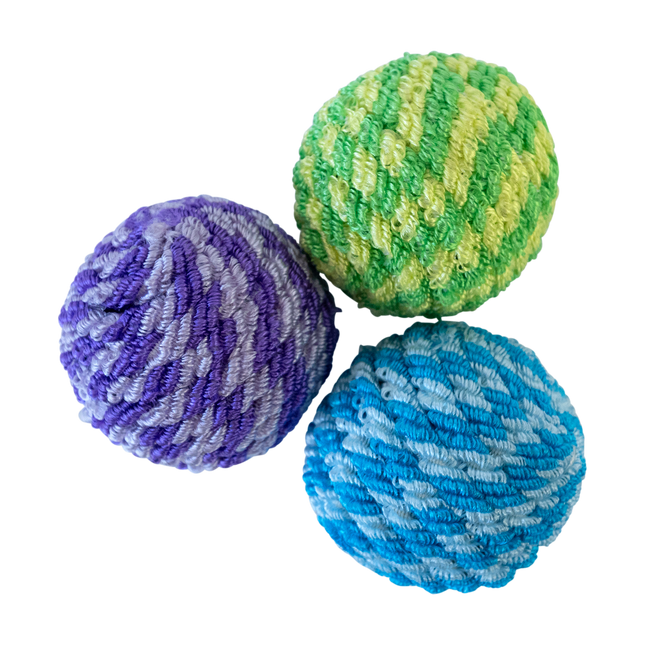 Feline First Striped Rope Ball Trio