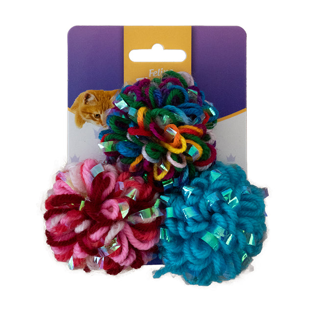 Feline First Vibrant Pom Pom Ball Trio