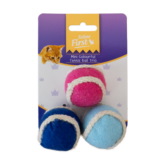 Feline First Mini Colourful Tennis Ball Trio