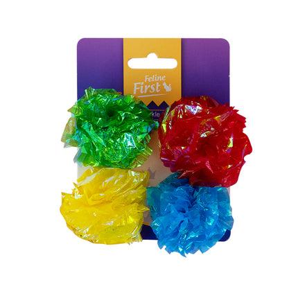 Feline First Bright Crinkle Balls 4pk