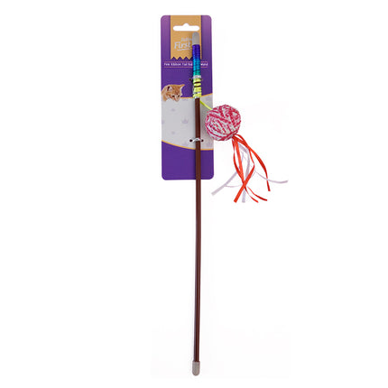 Feline First Pink Ribbon Tail Ball Cat Wand
