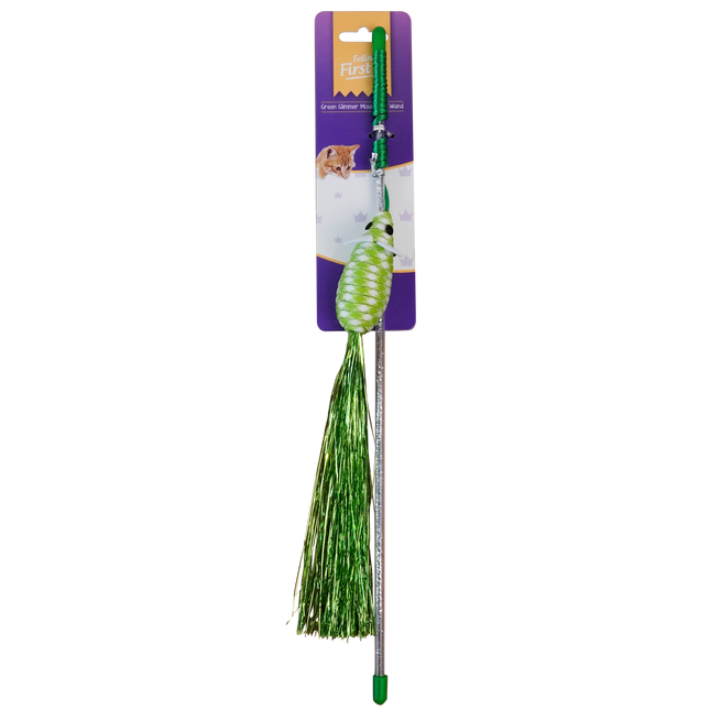 Feline First Green Glimmer Mouse Cat Wand
