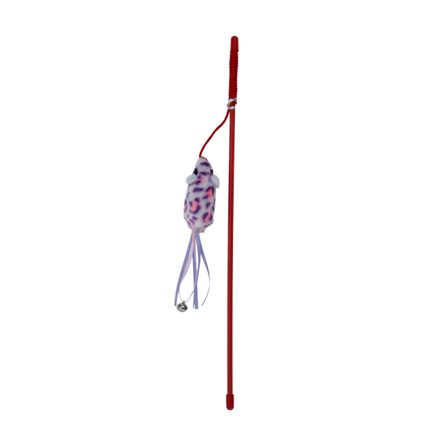 Feline First Purple Print Mouse Cat Wand