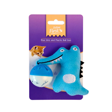 Feline First Blue Dino and Plastic Ball Duo