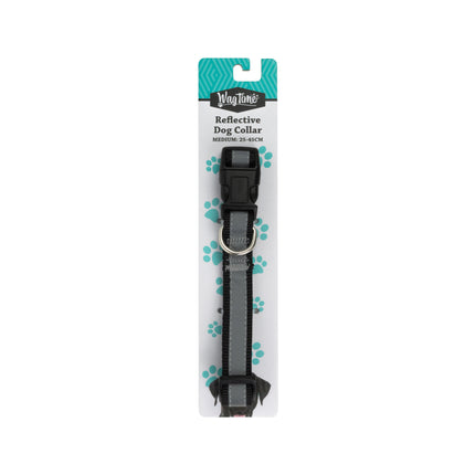 WagTime Reflective Dog Collar Black - Medium