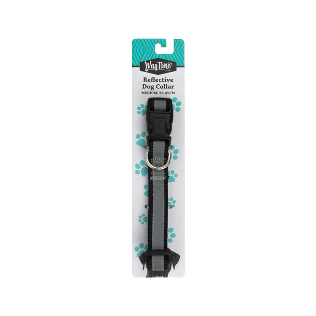 WagTime Reflective Dog Collar Black - Medium