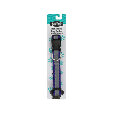 WagTime Reflective Dog Collar Purple - Medium