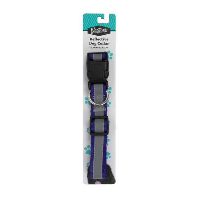 WagTime Reflective Dog Collar Purple - Large