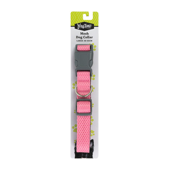 WagTime Mesh Dog Collar Pink - Large