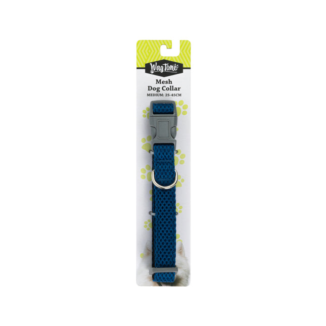 WagTime Mesh Dog Collar Blue - Medium