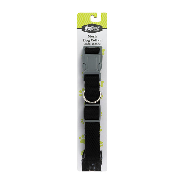 WagTime Mesh Dog Collar Black - Large