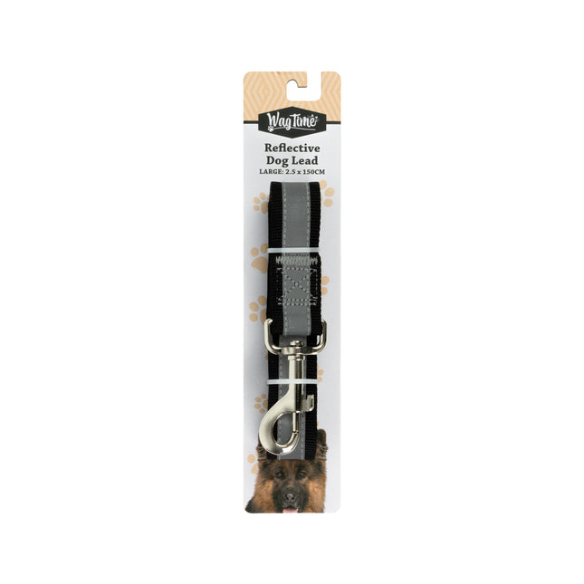 WagTime Reflective Dog Lead Black - Large