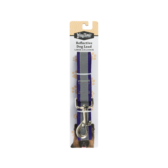 WagTime Reflective Dog Lead Purple - Large