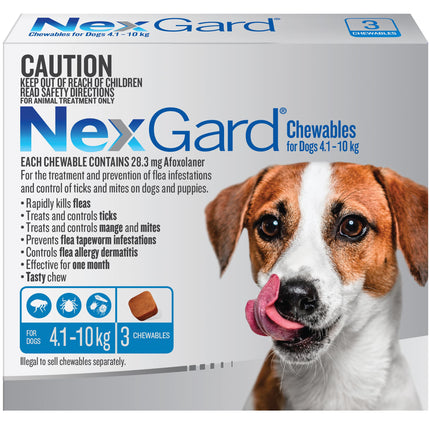 NexGard Chewables Dog - 4.1-10kg (3pk)