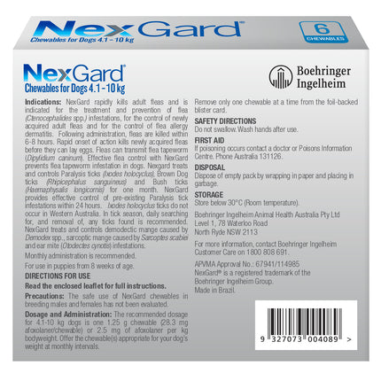 NexGard Chewables Dog - 4.1-10kg (6pk)