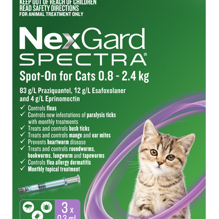 NexGard Spectra - Spot-on for Cats (0.8-2.4kg) (3pk)