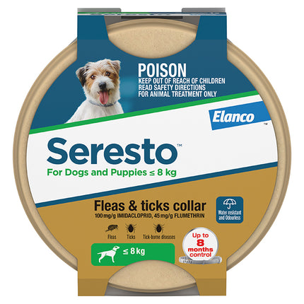Seresto - Flea & Tick Collar (Puppies & Dogs up to 8kg)