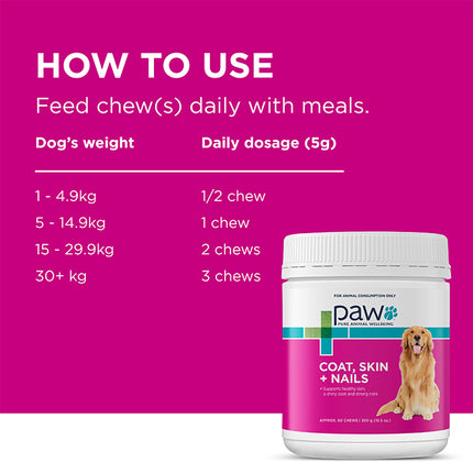PAW Coat, Skin and Nails Multivitamins for Dogs 60pk