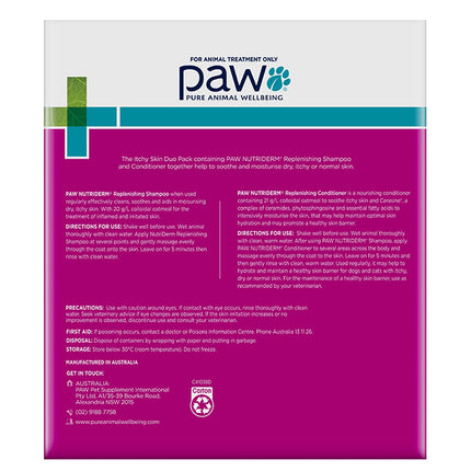 PAW NutriDerm Itchy Skin Shampoo & Conditioner Duo Pack for Dogs and Cats 2x200ml