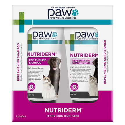 PAW NutriDerm Itchy Skin Shampoo & Conditioner Duo Pack for Dogs and Cats 2x200ml