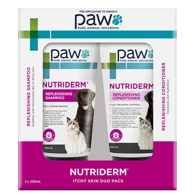 PAW NutriDerm Itchy Skin Shampoo & Conditioner Duo Pack for Dogs and Cats 2x200ml
