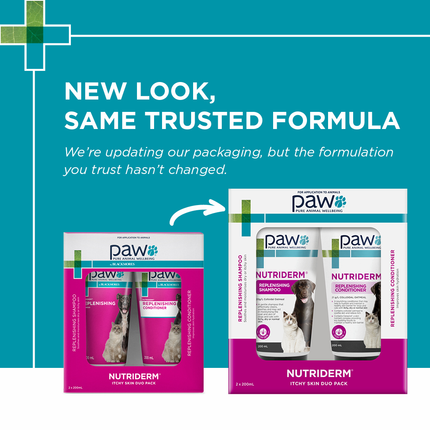 PAW NutriDerm Itchy Skin Shampoo & Conditioner Duo Pack for Dogs and Cats 2x200ml
