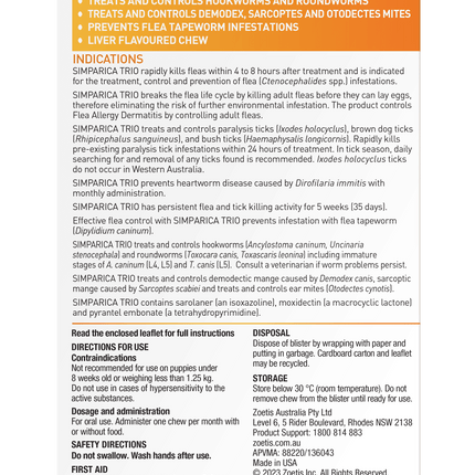 Simparica Trio - Chews for Puppies 1.25-2.5kg (3pk)