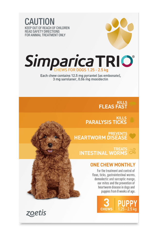 Simparica Trio - Chews for Puppies 1.25-2.5kg (3pk)