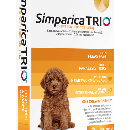 Simparica Trio - Chews for Puppies 1.25-2.5kg (3pk)