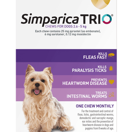 Simparica Trio - Chews for Dogs 2.6-5kg (3pk)