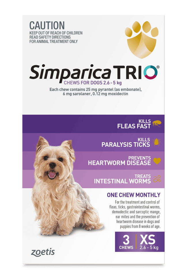 Simparica Trio - Chews for Dogs 2.6-5kg (3pk)