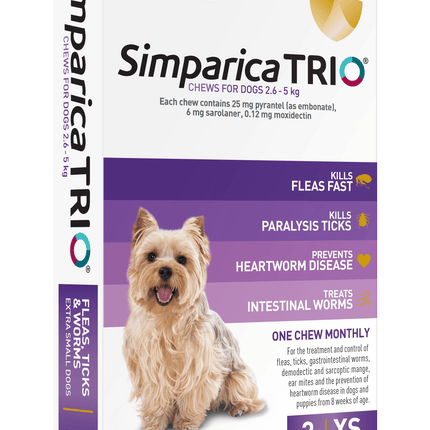 Simparica Trio - Chews for Dogs 2.6-5kg (3pk)