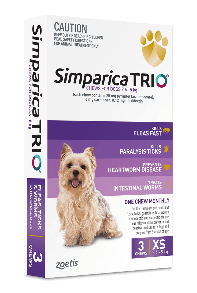 Simparica Trio - Chews for Dogs 2.6-5kg (3pk)