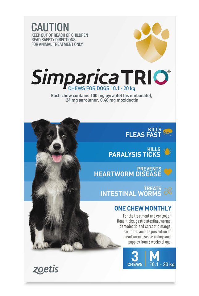 Simparica Trio - Chews for Dogs 10.1-20kg (3pk)