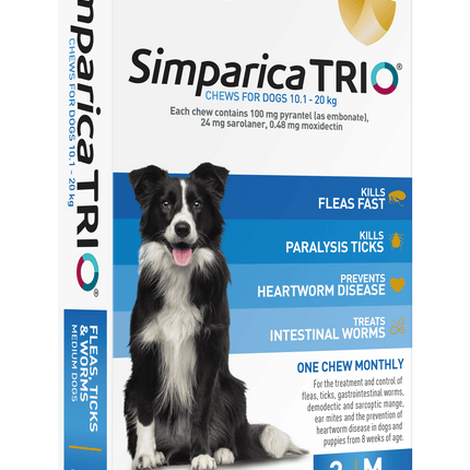 Simparica Trio - Chews for Dogs 10.1-20kg (3pk)