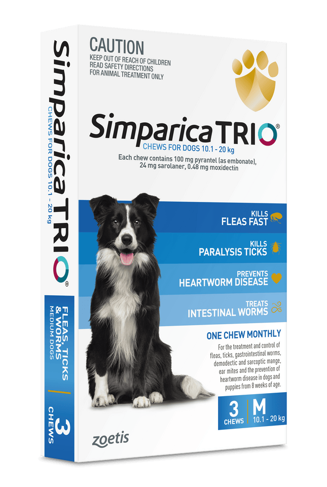 Simparica Trio - Chews for Dogs 10.1-20kg (3pk)