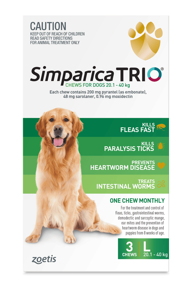 Simparica Trio - Chews for Dogs 20.1-40kg (3pk)