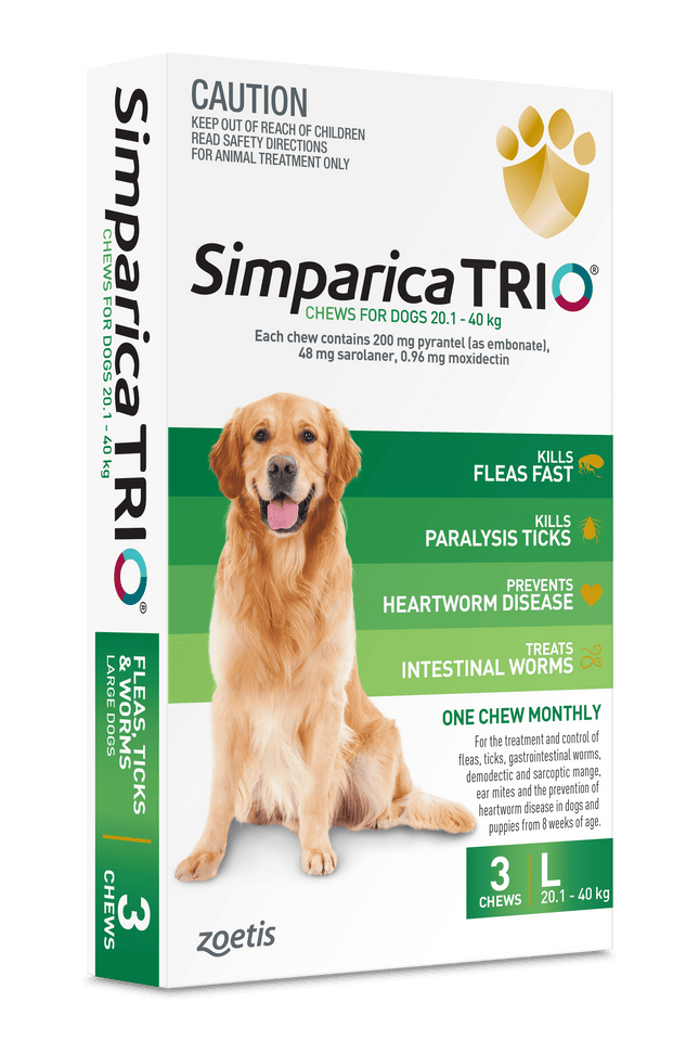 Simparica Trio - Chews for Dogs 20.1-40kg (3pk)
