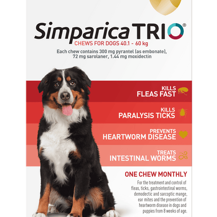 Simparica Trio - Chews for Dogs 40.1-60kg (3pk)