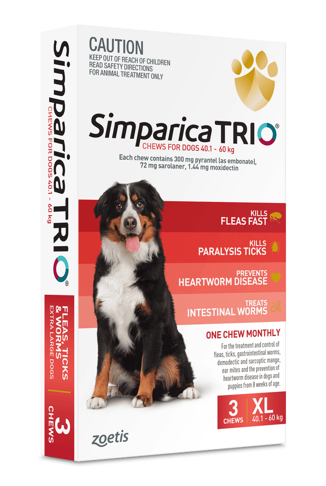 Simparica Trio - Chews for Dogs 40.1-60kg (3pk)