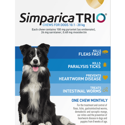 Simparica Trio - Chews for Dogs 10.1-20kg (6pk)