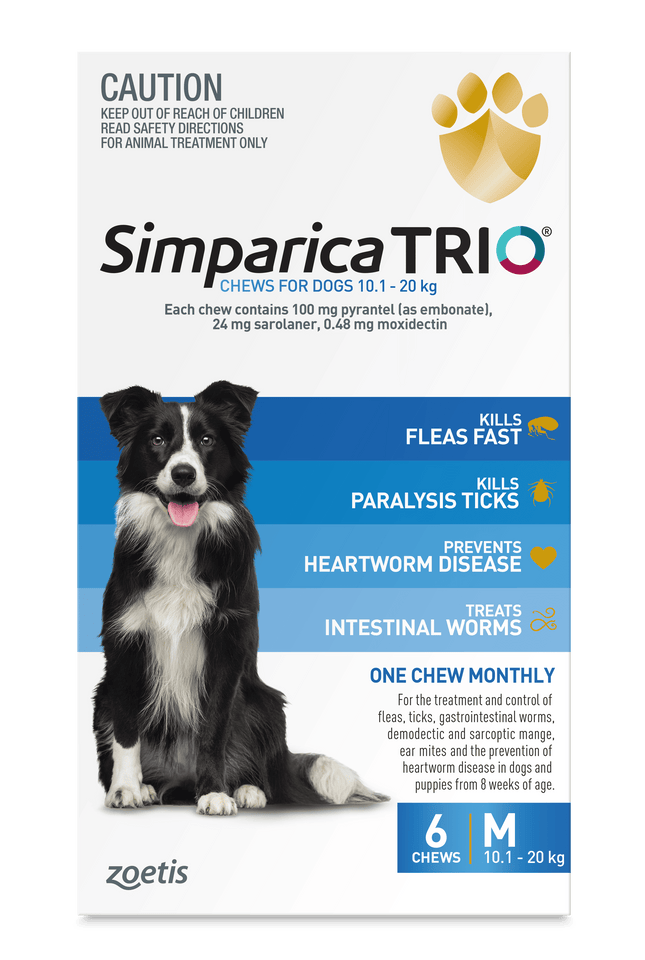 Simparica Trio - Chews for Dogs 10.1-20kg (6pk)