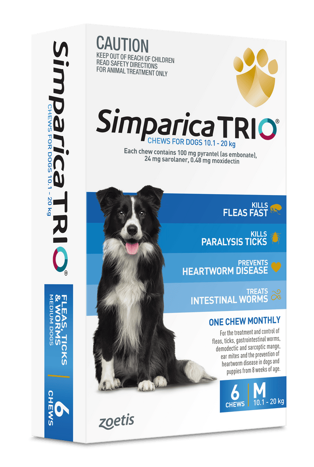 Simparica Trio - Chews for Dogs 10.1-20kg (6pk)