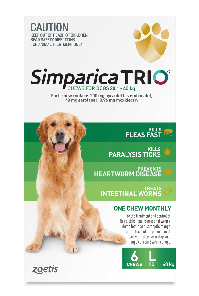 Simparica Trio - Chews for Dogs 20.1-40kg (6pk)