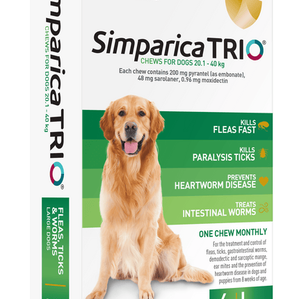 Simparica Trio - Chews for Dogs 20.1-40kg (6pk)