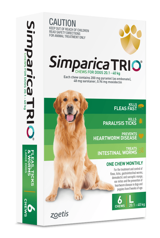 Simparica Trio - Chews for Dogs 20.1-40kg (6pk)