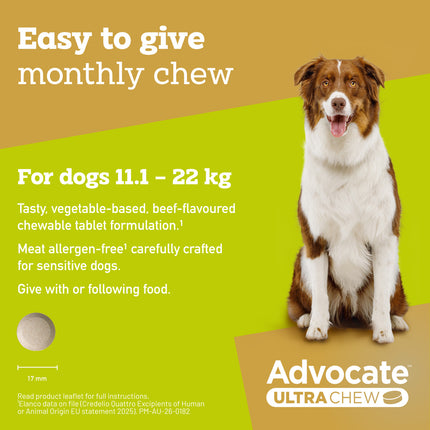 Advocate Ultra Chew Dog 11.1-22kg 3pk