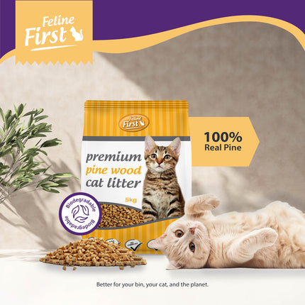 Feline First Premium Pine Wood Cat Litter 5kg